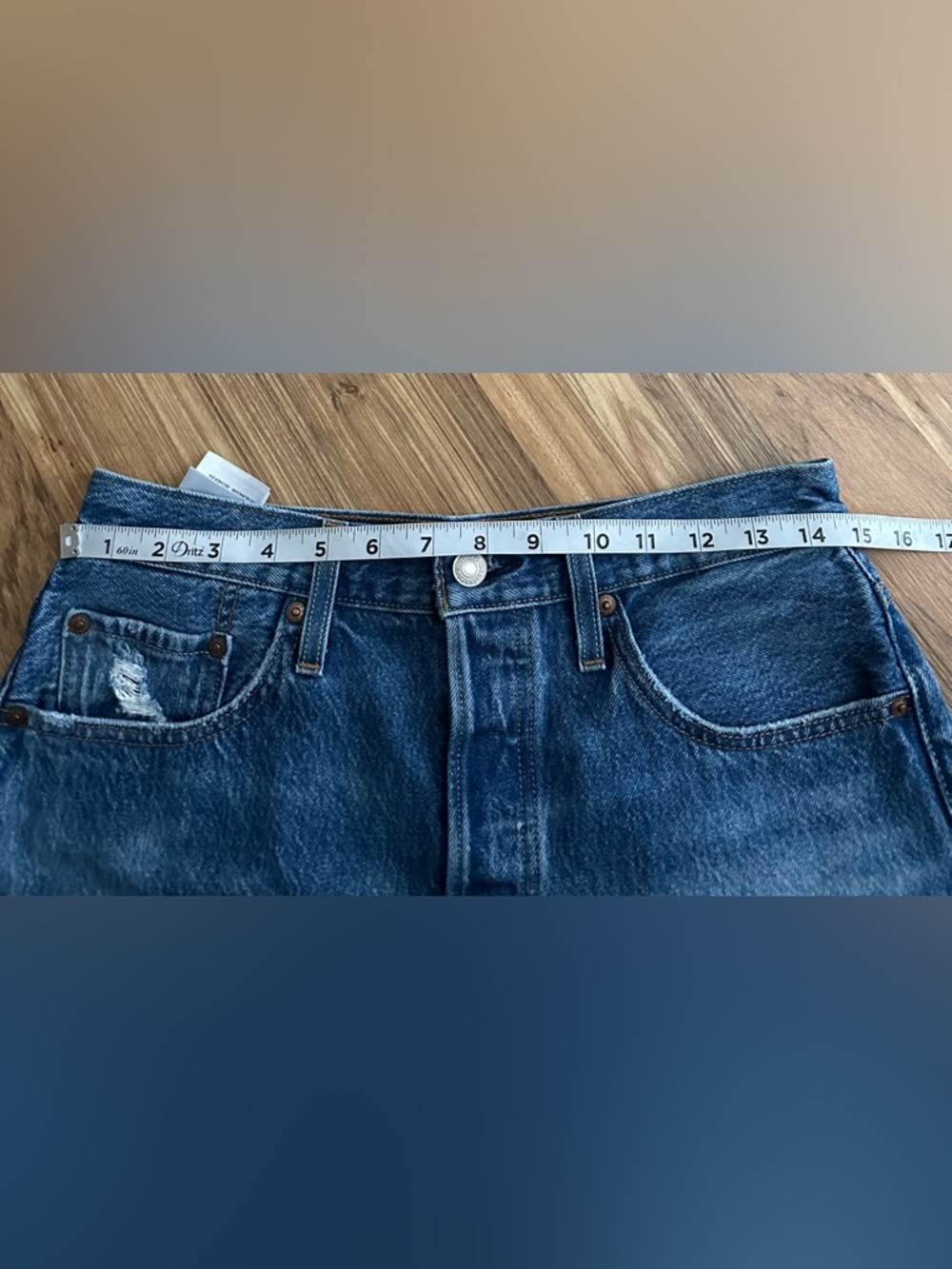 Levi's Light Blue Distressed High-Rise Jean Shorts - Picture 13 of 13
